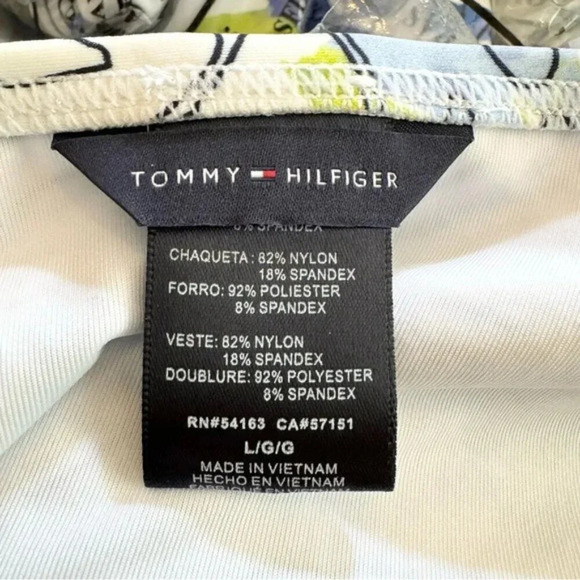 TOMMY HILFIGER Monstera Leaf 50+ SPF Bikini Bottom White and Blue Size L NWT - Picture 9 of 10